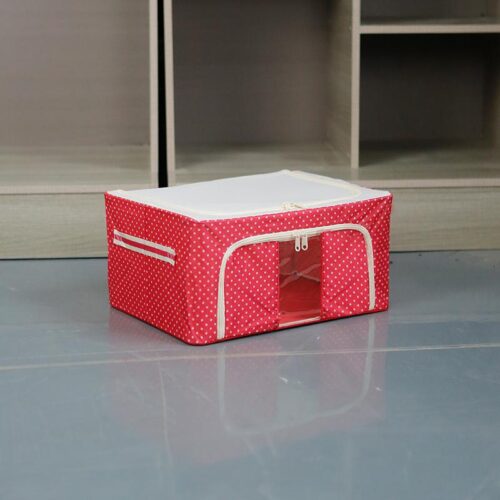 New Oxford Fabric Storage Box with Polka Dot Window | Small Foldable Organizer for Home Quilts, Clothes & Toys (复制) (复制)