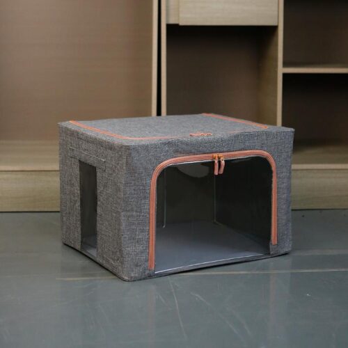Foldable Organizer Box with Linen Fabric and View Window: Great for Storing Clothes, Pants & Books in Dorm Rooms (复制)