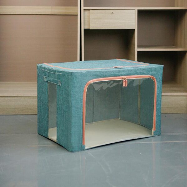 Foldable Oxford Fabric Storage Bin | Single Clear Window Closet Organizer for Bedding & Clothing